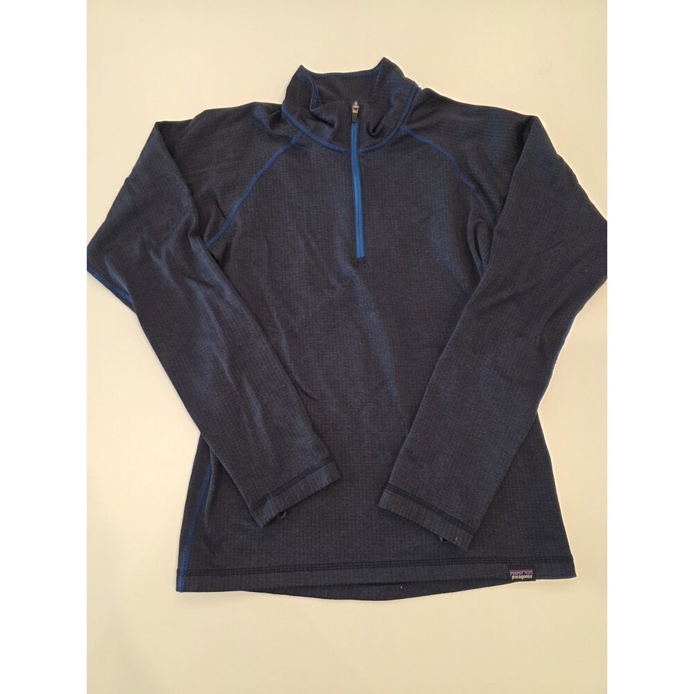 Patagonia Kids M 10 Capilene Midweight Zip Neck Base Layer Navy Blue